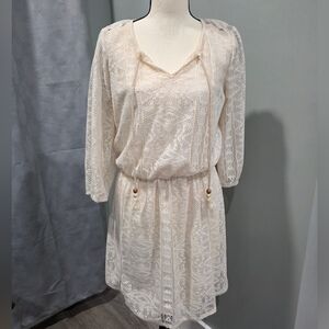 BeBop summer and beach dress for women, size L, cream, 3/4 sleeve